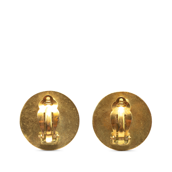 Pre-Loved Chanel Gold Plated CC Button Clip On Earrings - Picture 2 of 3